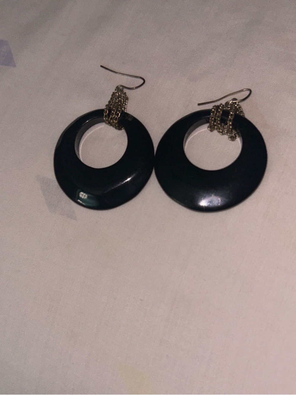 Gold-Accent Black Ring Drop Earrings